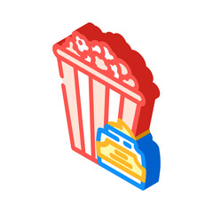 Obraz premium caramel popcorn food isometric icon vector. caramel popcorn food sign. isolated symbol illustration