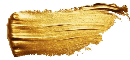 Brush strokes of gold paint isolated. Generative AI.