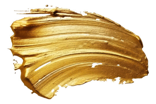 Brush strokes of gold paint isolated. Generative AI.