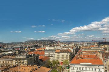 Fototapeta na wymiar Rooftop view over budapest city, hungary, in early spring
