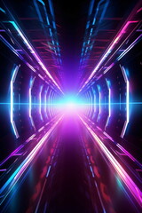 Fototapeta na wymiar Tunnel Neon Futuristischer Hintergrund – erstellt mit KI 