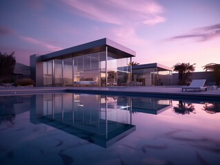 Fototapeta premium Villa with a swimming pool, generative AI