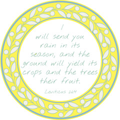 Leviticus 26:4 colored Biblical verse vector illustration.