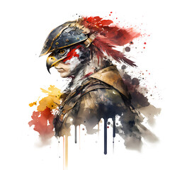 Samurai Falcon  Warrior With Watercolors traditional Japanese 4096px PNG Transparent 300dpi digital tshirt POD, PSD, clipart book cover wallart