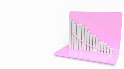 The white business chart on pink notebook 3d rendering