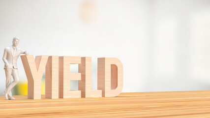 The wood yield and man figure for business concept 3d rendering