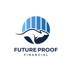 Modern logo combination of kangaroo and growth bar. It is suitable for use as a financial logo.