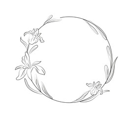 Fototapeta na wymiar Floral circular frame