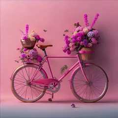 Deurstickers Fiets bicycle and flowers