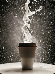 glass of coffee with an explosion of coffee and milk