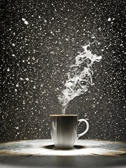 coffee cup with an explosion of coffee and milk