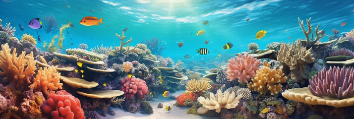 coral reef and fishes, generated by AI