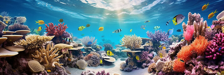coral reef and fishes, generated by AI