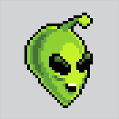 Obraz premium Pixel art illustration UFO Alien icon. Pixelated Alien. Green Alien emoji icon pixelated for the pixel art game and icon for website and video game. old school retro.