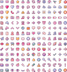 182個の懐かしい可愛いドット絵Pixel Artのアイコンセット