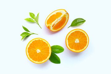 High vitamin C, Juicy and sweet. Fresh orange fruit  on white.