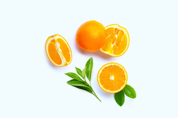 High vitamin C, Juicy and sweet. Fresh orange fruit  on white.