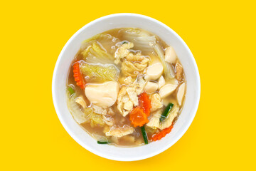 Clear soup with omelet and tofu