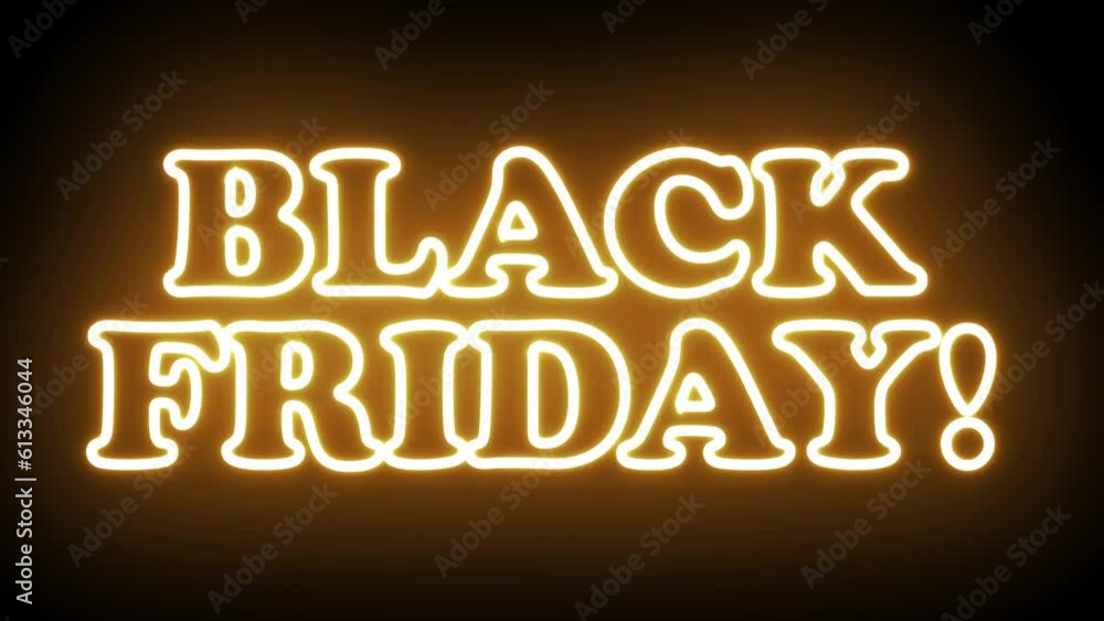 Poster black friday text font with neon light. luminous and shimmering haze inside the letters of the text 
