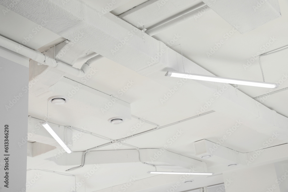 Canvas Prints White ceiling with modern lighting in room, low angle view