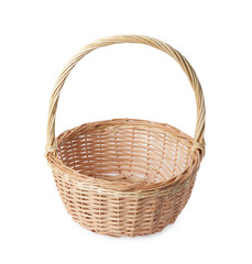 Fototapeta premium New Easter wicker basket isolated on white