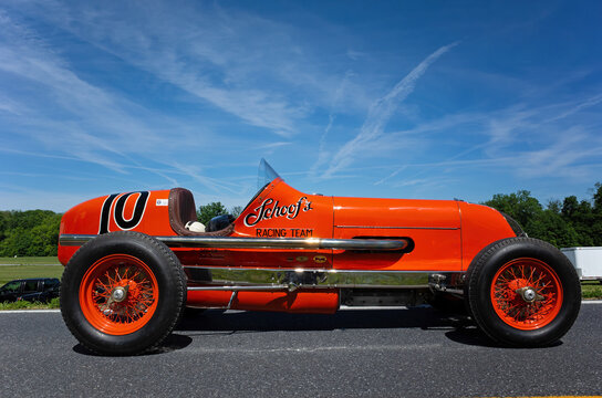 Hershey, PA, USA-June 10, 2016: Schoof Special as it stands on display. It was built in 1934-35 by a West Coast fabricator. It ran at the Indy 500 in 1947 and finished 10th.