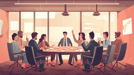 Business people having a meeting. Group office workers work office or coworking space. Business person who has a meeting with a large number of people