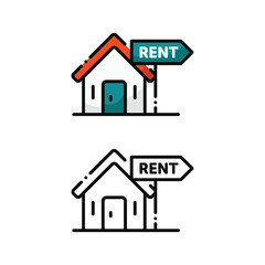Rent home icon design in two variation color