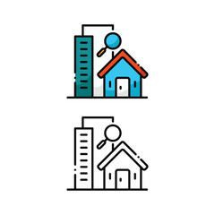 Search building icon design in two variation color