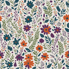 Floral boho leaves vintage seamless pattern. Boho vector background. Hippie flower power retro textile print. Groovy botanical wallpaper . Abstract seamless pattern, ethnic background, simple style
