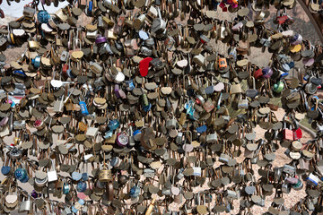 Abstract photograph of pad locks being used as art.  