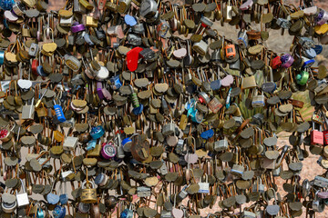 Abstract photograph of pad locks being used as art.  