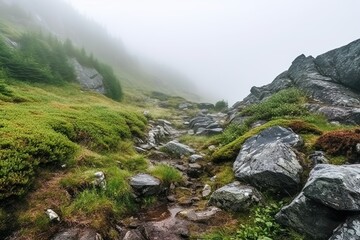 Fototapeta premium nature landscape on a foggy day