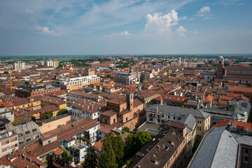 Panoramic view of the city of Novara, seen from the top of the San Gaudenzio Church dome. The dome was built by Alessandro Antonelli, starting from 1844 and is one of the world highest brick made dome - obrazy, fototapety, plakaty