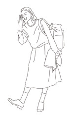 A simple style illustration of a cute, young female person drawn by hand. 