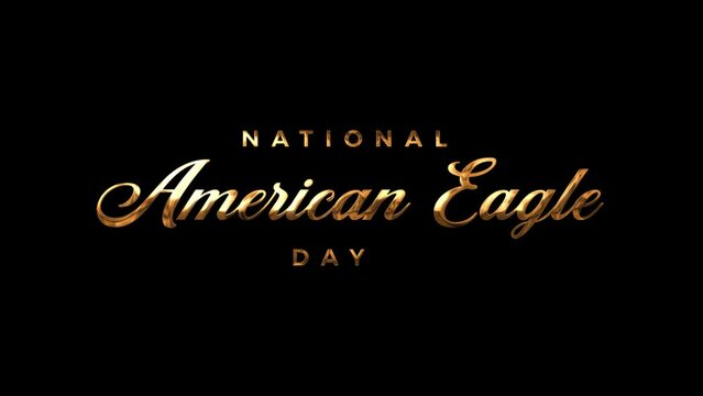 Luxury american eagle day USA celebration text with waterdrop animation. national day handwriting animated. gold color on black background.