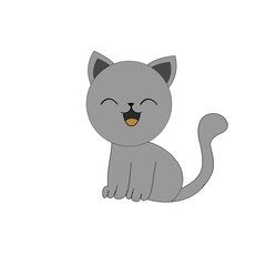 Cute cartoon cat. Isolated on white background. Vector illustration