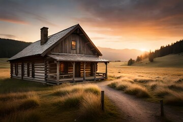 a charming cabin in the woods, surrounded by tall trees, offers a peaceful and secluded getaway from the bustling world
