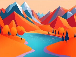 山と川のベクターアート