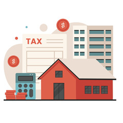 Property tax concept illustration. Illustration for websites, landing pages, mobile apps, posters and banners. Trendy flat vector illustration
