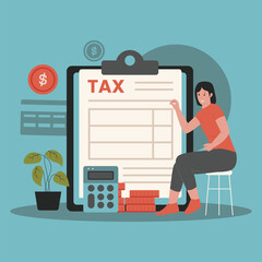 Tax calculation concept illustration. Illustration for websites, landing pages, mobile apps, posters and banners. Trendy flat vector illustration