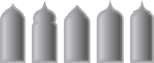 Set of Islamic shape window frame in flat style, vector illustration