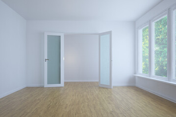 empty room with window and door