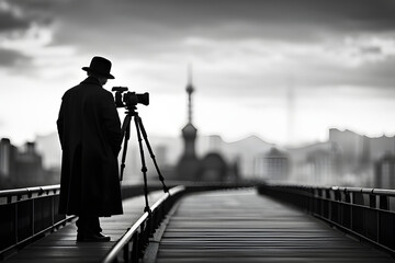 photographer on the bridge  created using AI Generative Technology