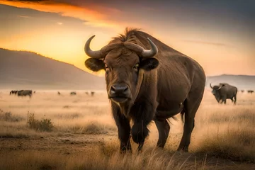 Fototapete Büffel buffalo in the morning