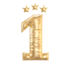 1 year anniversary number Gold