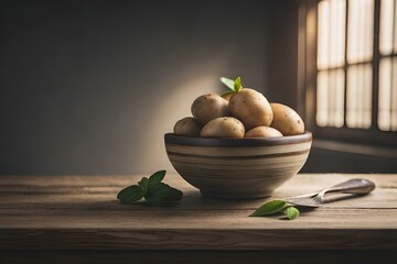 green olives in a bowl on wooden background