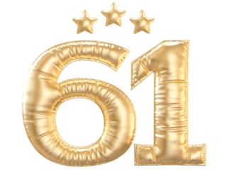 61 year anniversary number Gold