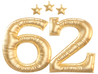 62 year anniversary number Gold