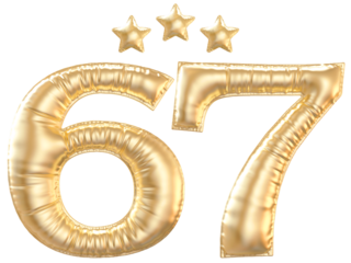 67 year anniversary number Gold